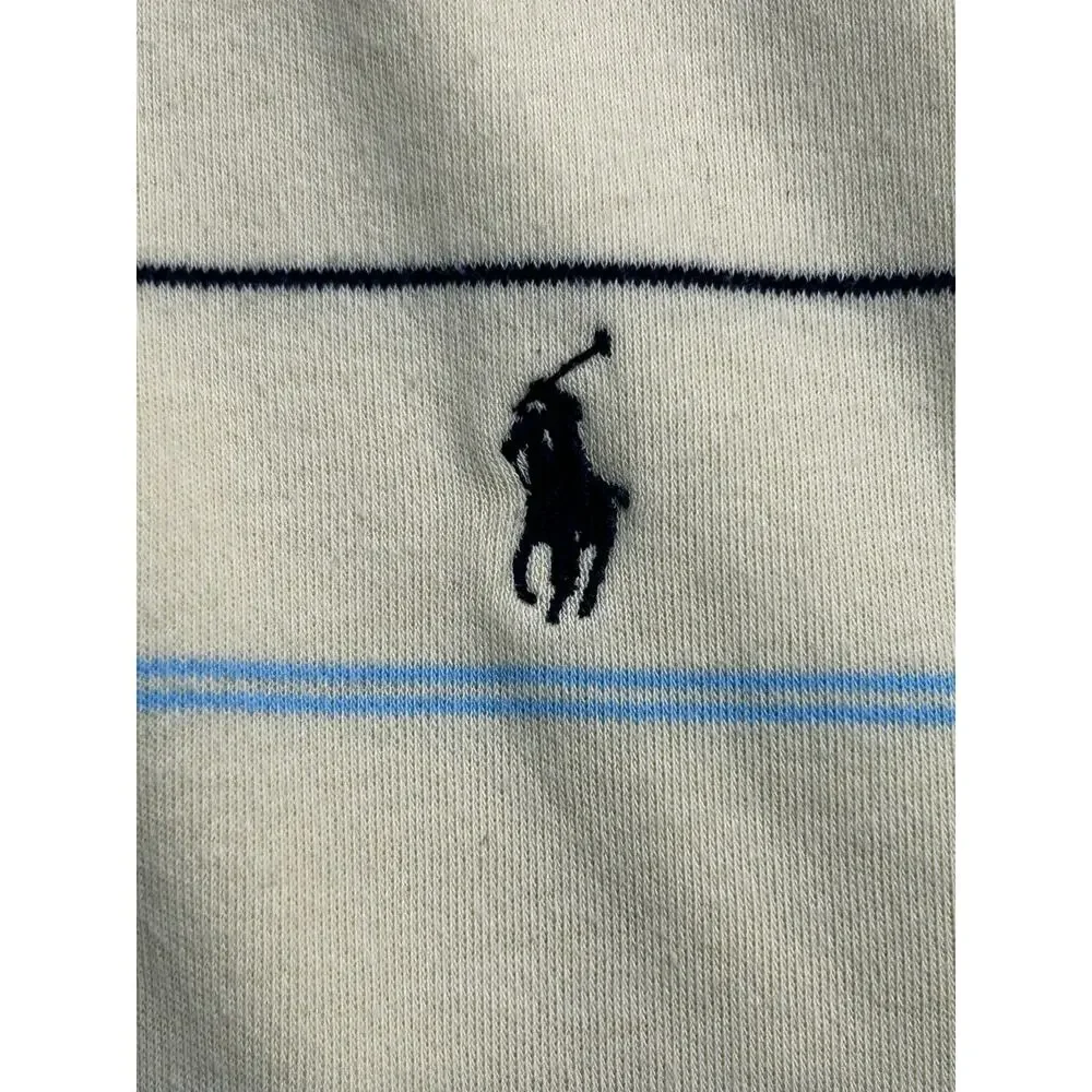 Modern Polo Ralph Lauren Men's XXL Cream Striped Short Sleeve Polo Shirt Cotton